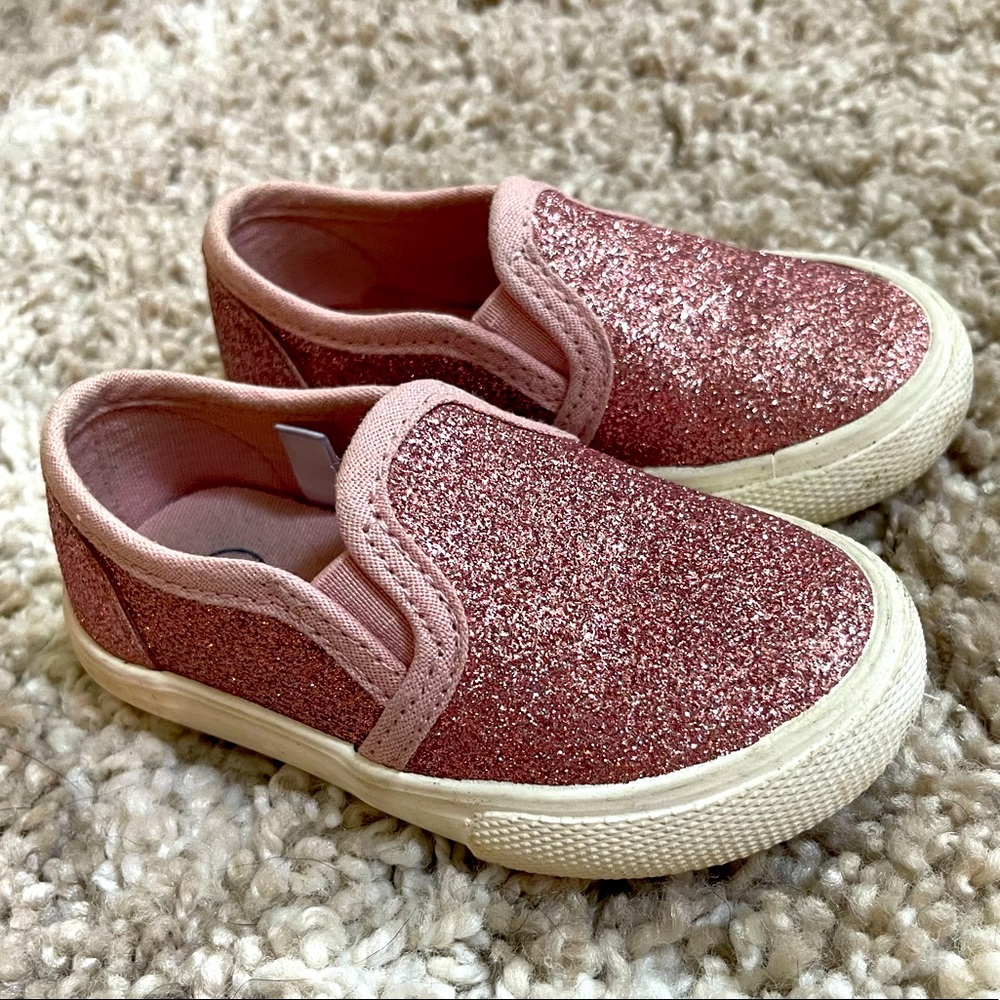 EUC Toddler Cat & Jack Glitter Slip On Shoes